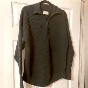Aerie Quarter Zip Sweatshirt Black